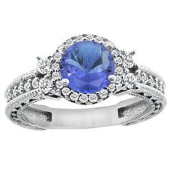 1.46 CTW Tanzanite & Diamond Ring 14K White Gold - REF-96W3F