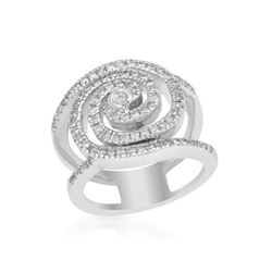 Natural 0.76 CTW Diamond Ring 18K White Gold - REF-189R9K