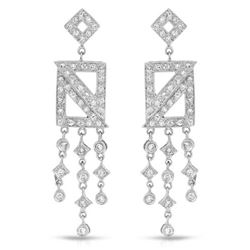 Natural 0.95 CTW Diamond Earrings 18K White Gold - REF-127X8T