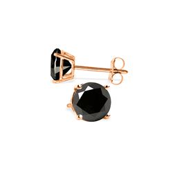 Genuine 2.0 ctw Black Diamond Earrings 14KT Rose Gold - REF-84V8W