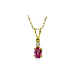 Genuine 0.46 ctw Pink Topaz & Diamond Necklace 14KT Yellow Gold - REF-21Y6F