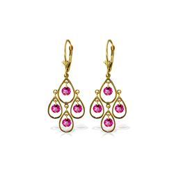 Genuine 2.4 ctw Pink Topaz Earrings 14KT Yellow Gold - REF-55Z5N