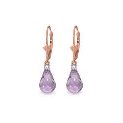 Genuine 4.6 ctw Amethyst & Diamond Earrings 14KT Rose Gold - REF-30V2W