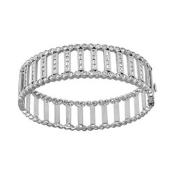 Natural 2.58 CTW Diamond & Baguette Bracelet 14K White Gold - REF-460X8T