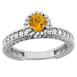 0.77 CTW Citrine & Diamond Ring 14K White Gold - REF-65F7N