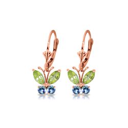 Genuine 1.24 ctw Peridot & Blue Topaz Earrings 14KT Rose Gold - REF-38Z2N