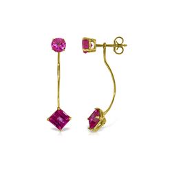 Genuine 4.15 ctw Pink Topaz Earrings 14KT Yellow Gold - REF-32N8R