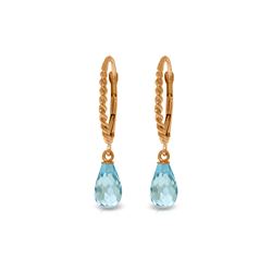 Genuine 3 ctw Blue Topaz Earrings 14KT Rose Gold - REF-24F3Z