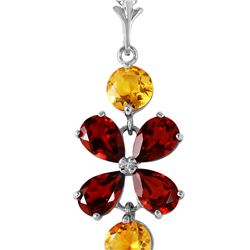 Genuine 3.15 ctw Garnet & Citrine Necklace 14KT White Gold - REF-30Z3N