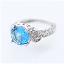 Natural 4.80 CTW Topaz & Diamond Ring 18K White Gold - REF-111R6K