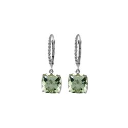 Genuine 7.2 ctw Green Amethyst Earrings 14KT White Gold - REF-42F7Z