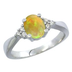 0.62 CTW Ethiopian Opal & Diamond Ring 14K White Gold - REF-37A8X