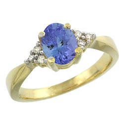 0.83 CTW Tanzanite & Diamond Ring 14K Yellow Gold - REF-43V2R