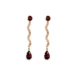 Genuine 4.35 ctw Garnet & Diamond Earrings 14KT Rose Gold - REF-62N3R