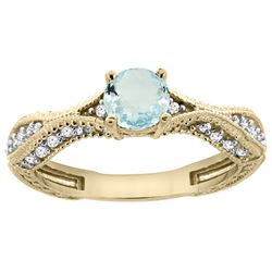 0.67 CTW Aquamarine & Diamond Ring 14K Yellow Gold - REF-68F9N