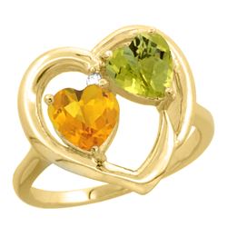 2.61 CTW Diamond, Citrine & Lemon Quartz Ring 10K Yellow Gold - REF-23W5F