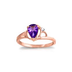 Genuine 0.66 ctw Amethyst & Diamond Ring 14KT Rose Gold - REF-31H4X