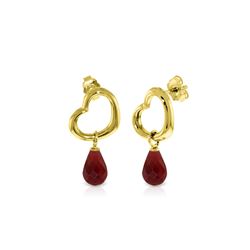 Genuine 6.6 ctw Ruby Earrings 14KT Yellow Gold - REF-47A2K