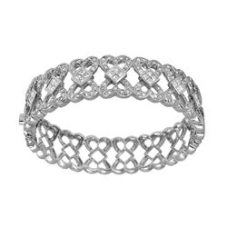 Natural 3.88 CTW Diamond & Princess Diamond Bracelet 14K White Gold - REF-591Y3N