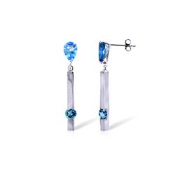 Genuine 4.25 ctw Blue Topaz Earrings 14KT White Gold - REF-54V6W