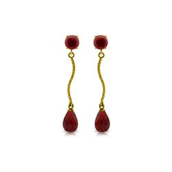 Genuine 7.9 ctw Ruby Earrings 14KT Yellow Gold - REF-28P9H