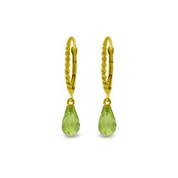 Genuine 3 ctw Peridot Earrings 14KT Yellow Gold - REF-24M3T