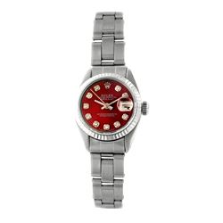Rolex Pre-owned 26mm Womens Custom Red Stainless Steel