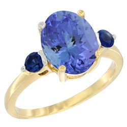 2.63 CTW Tanzanite & Blue Sapphire Ring 10K Yellow Gold - REF-57X2M