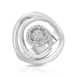 Natural 0.31 CTW Diamond Ring 18K White Gold - REF-100R8K