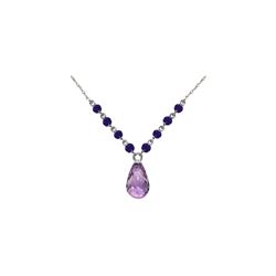 Genuine 11.50 ctw Amethyst Necklace 14KT White Gold - REF-34Z7N