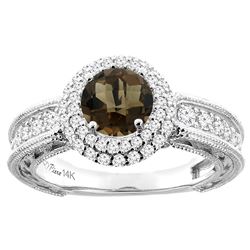 1.50 CTW Quartz & Diamond Ring 14K White Gold - REF-91K8W