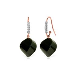 Genuine 31.18 ctw Black Spinel & Diamond Earrings 14KT Rose Gold - REF-54V2W