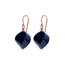 Genuine 30.5 ctw Sapphire Earrings 14KT Rose Gold - REF-39V3W