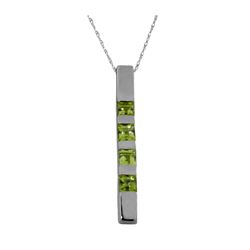 Genuine 0.35 ctw Peridot Necklace 14KT White Gold - REF-26Y6F