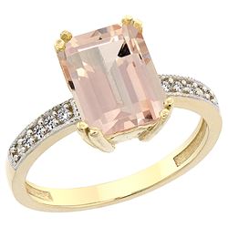 2.95 CTW Morganite & Diamond Ring 14K Yellow Gold - REF-59W8F