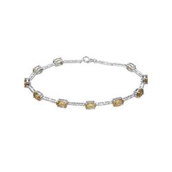 Natural 5.13 CTW Citrine & Diamond Bracelet 18K White Gold - REF-77M4F