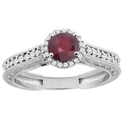 1.29 CTW Ruby & Diamond Ring 14K White Gold - REF-57R9H