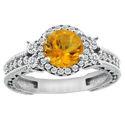 1.46 CTW Citrine & Diamond Ring 14K White Gold - REF-77A4X