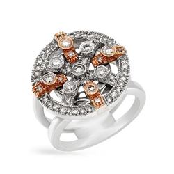 Natural 0.82 CTW Diamond Ring 14K Two Tone Rose Gold - REF-144M9F