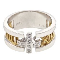 Natural 0.12 CTW Diamond Ring 14K Two Tone Yellow Gold - REF-77X4T