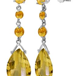 Genuine 13.2 ctw Citrine Earrings 14KT White Gold - REF-39Z3N