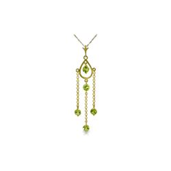 Genuine 1.50 ctw Peridot Necklace 14KT Yellow Gold - REF-29H7X