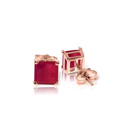 Genuine 2.9 ctw Ruby Earrings 14KT Rose Gold - REF-36R3P