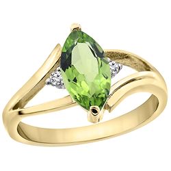 1.14 CTW Peridot & Diamond Ring 10K Yellow Gold - REF-23K2W