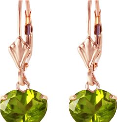 Genuine 3.25 ctw Peridot Earrings 14KT Rose Gold - REF-29H2X