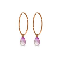 Genuine 4.5 ctw Pink Topaz Earrings 14KT Rose Gold - REF-26W2Y