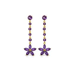 Genuine 4.8 ctw Amethyst Earrings 14KT Yellow Gold - REF-56R8P