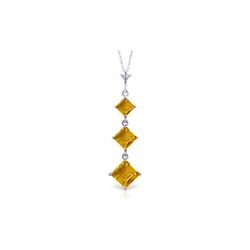 Genuine 2.4 ctw Citrine Necklace 14KT White Gold - REF-29X7M