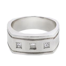 Natural 0.29 CTW Princess Diamond Ring W=9MM 14K Gold - REF-92H7W