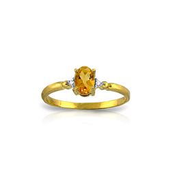 Genuine 0.46 ctw Citrine & Diamond Ring 14KT Yellow Gold - REF-27P3H